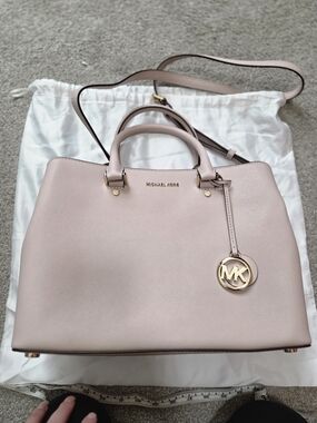 Nwot Michael Kors Pink Saffiano Satchel with MK Charm